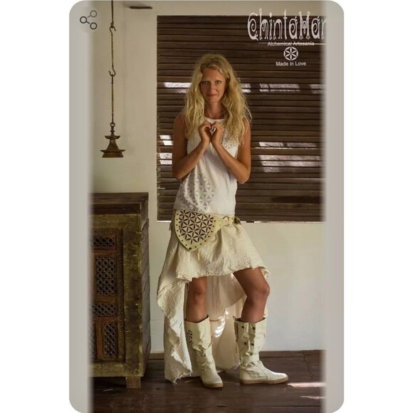 chintamani alchemistry Shoes - NEW Chintamani Alchemistry Flower of Life Beige Canvas Boot 37/6.5 COACHELLA VEG